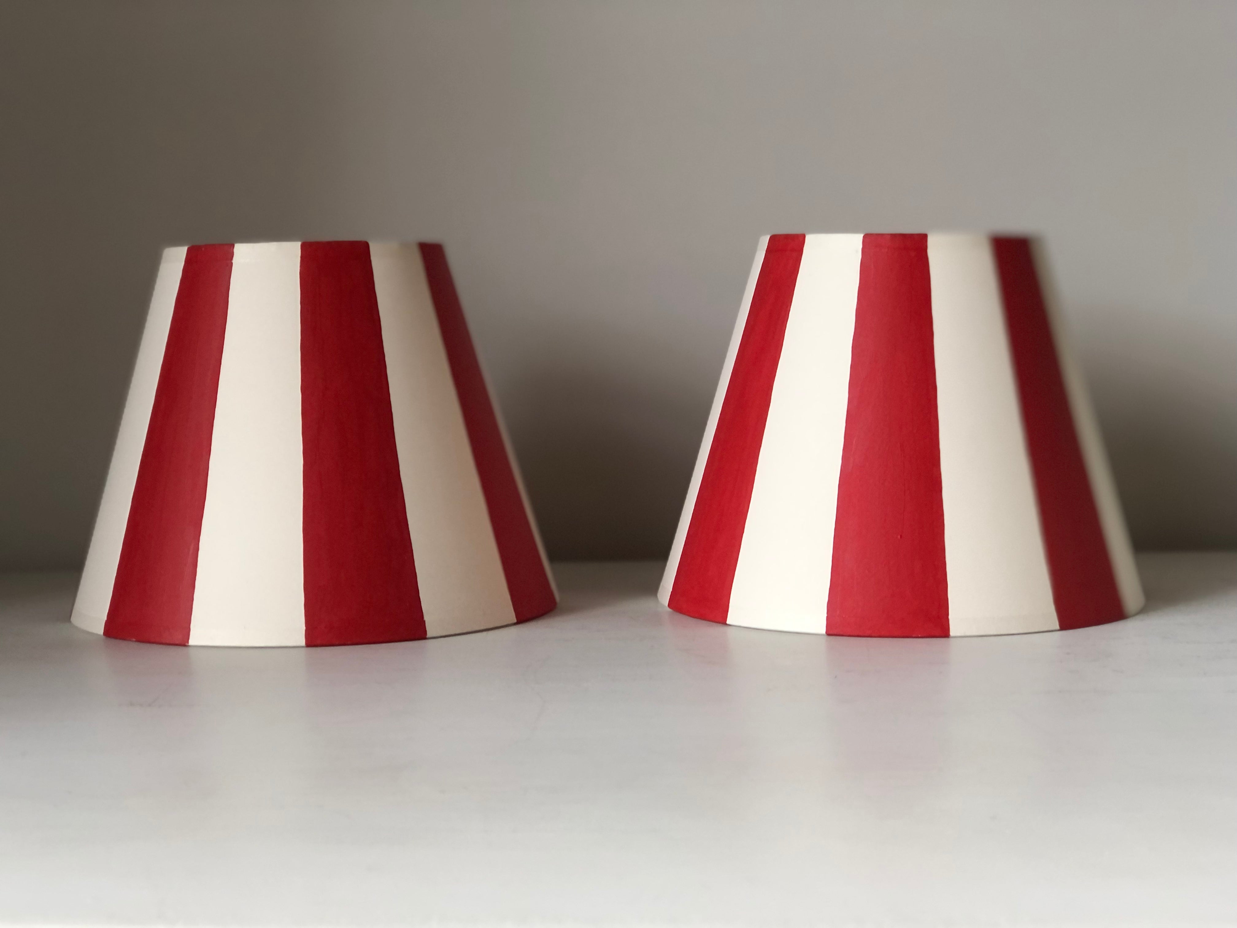 Stripes, hand painted lampshade in a bespoke colour