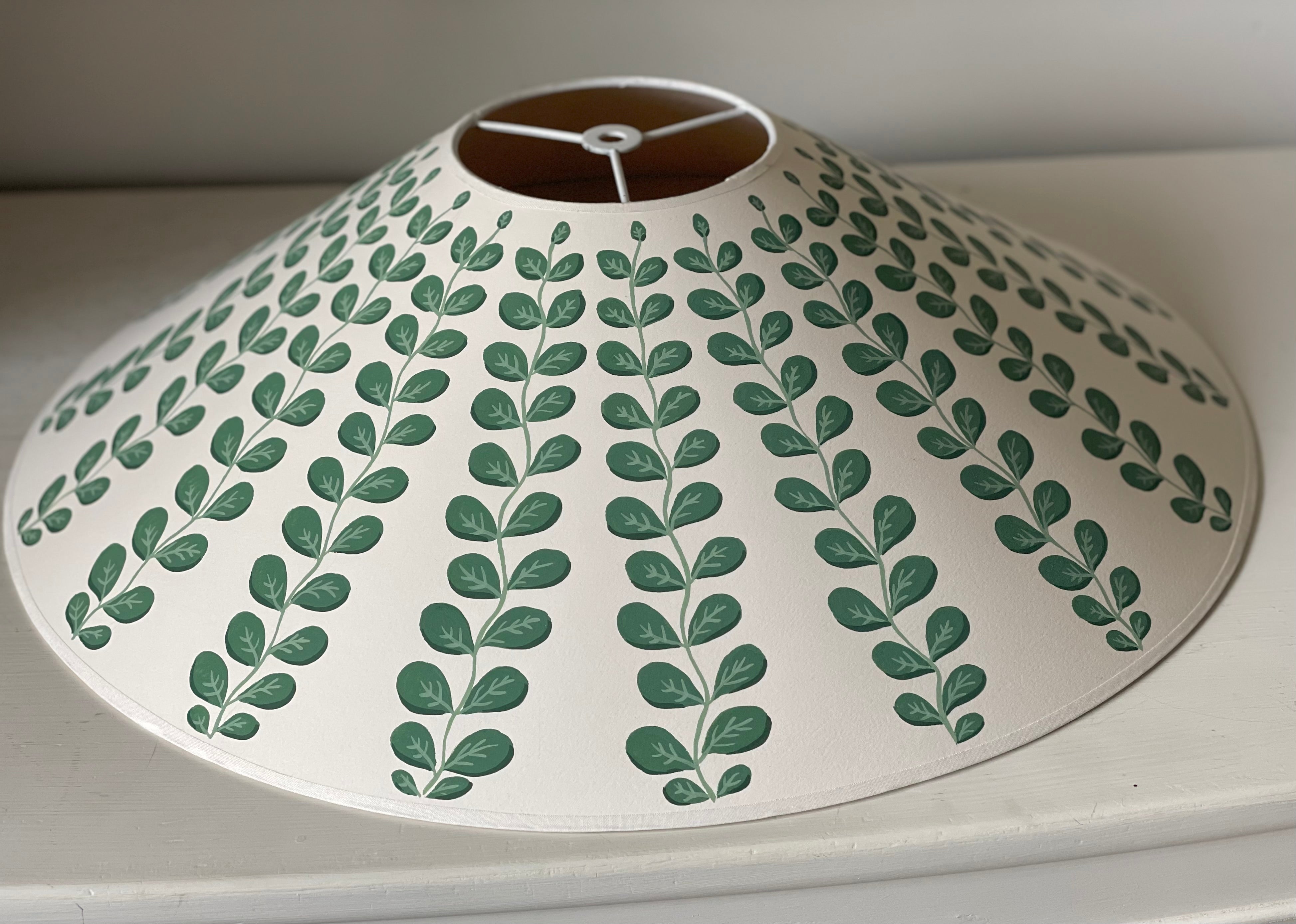 Exotic Green Leaves Handpainted Lampshade