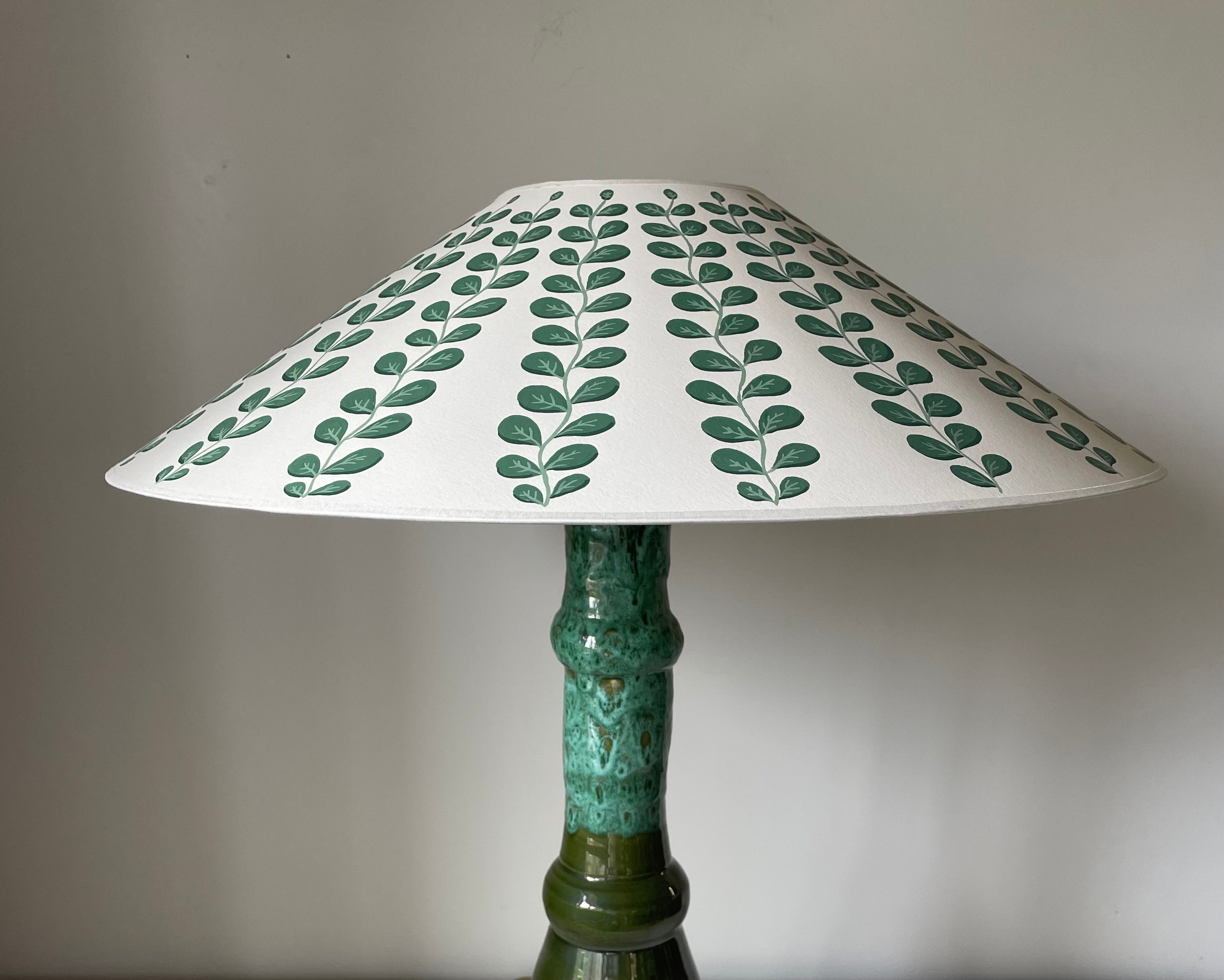 Exotic Green Leaves Handpainted Lampshade