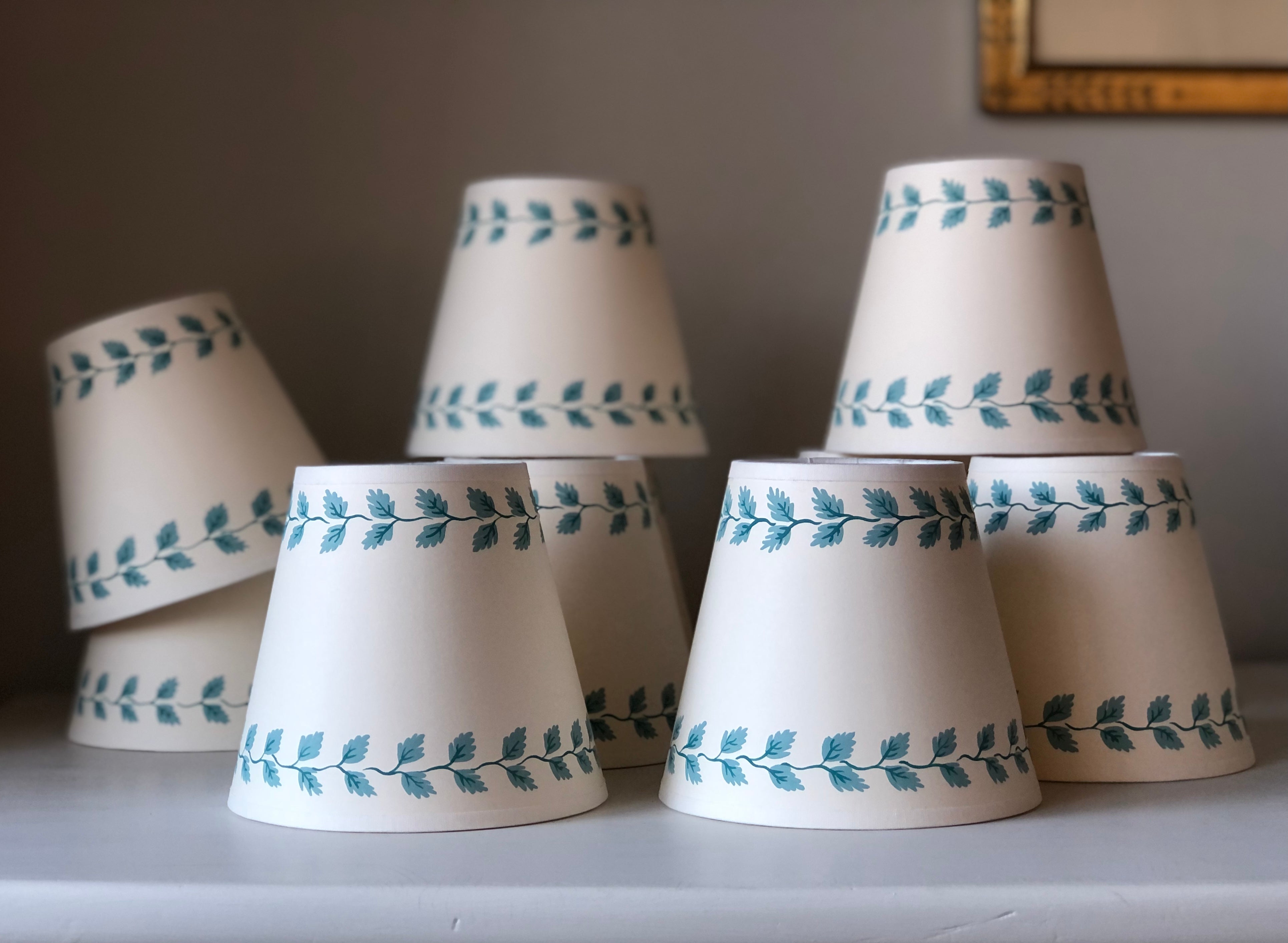 hand painted card lampshades with garland