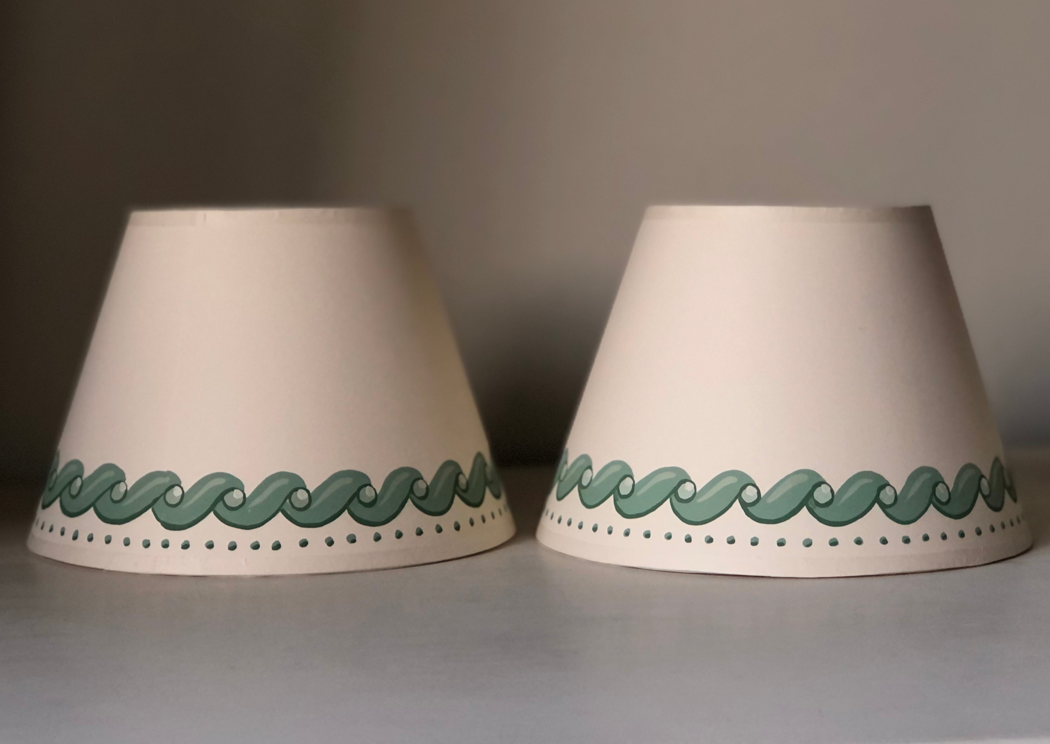 handpainted lampshades with scroll design